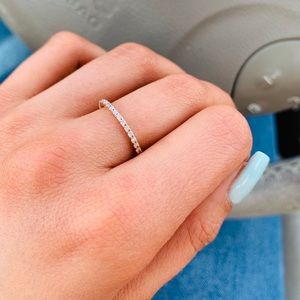 Diamond Stackable Band, 14k Rose Gold